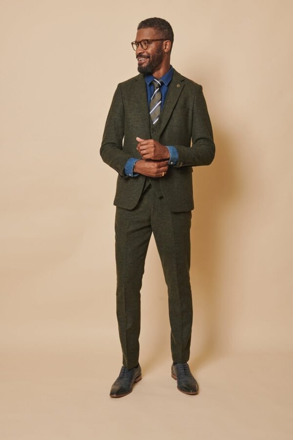 The WHU Collection - MARLOW Olive Green Tweed Three Piece Suit As Worn By Aaron Cresswell - Image 6