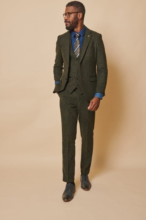 The WHU Collection - MARLOW Olive Green Tweed Three Piece Suit As Worn By Aaron Cresswell - Image 7