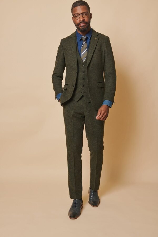 The WHU Collection - MARLOW Olive Green Tweed Three Piece Suit As Worn By Aaron Cresswell - Image 4