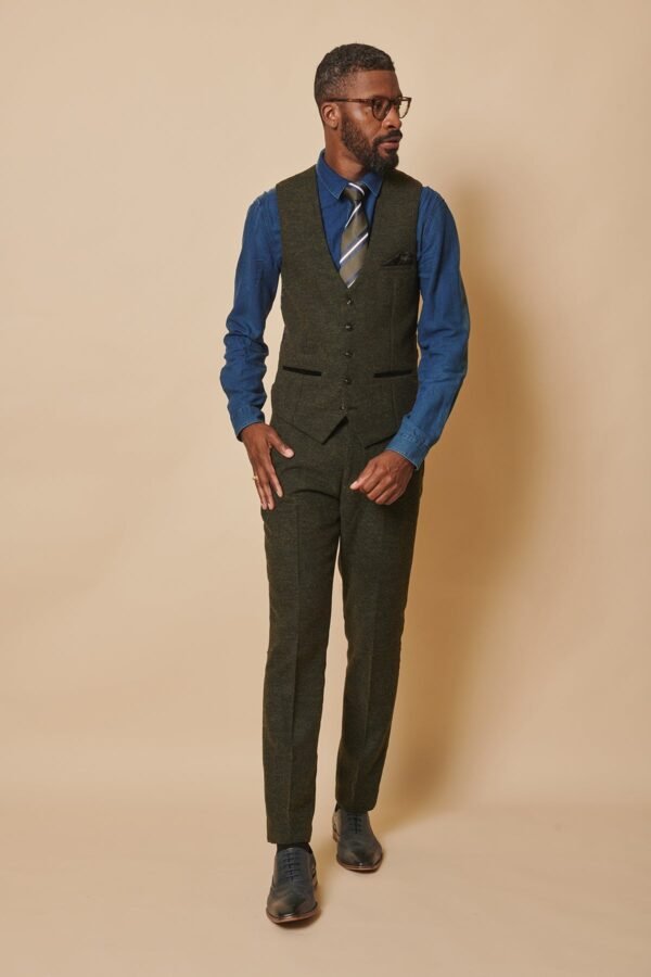 The WHU Collection - MARLOW Olive Green Tweed Three Piece Suit As Worn By Aaron Cresswell - Image 9