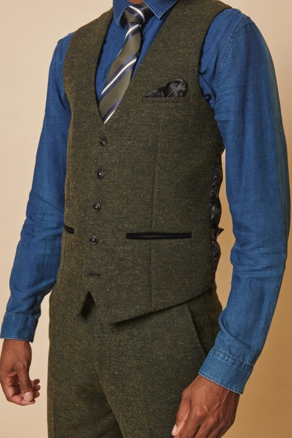 The WHU Collection - MARLOW Olive Green Tweed Three Piece Suit As Worn By Aaron Cresswell - Image 11