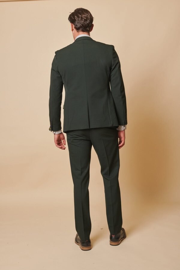 BROMLEY - Olive Green Check Three Piece Suit - Image 4