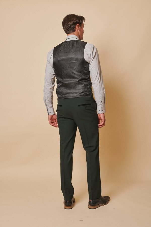 BROMLEY - Olive Green Check Three Piece Suit - Image 11