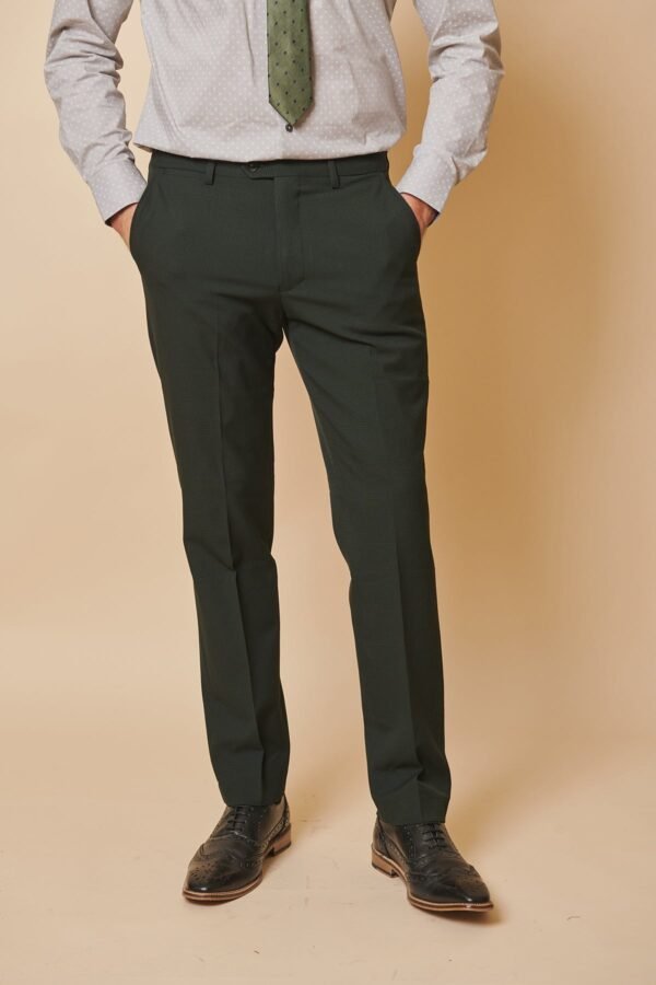 BROMLEY - Olive Green Check Three Piece Suit - Image 13