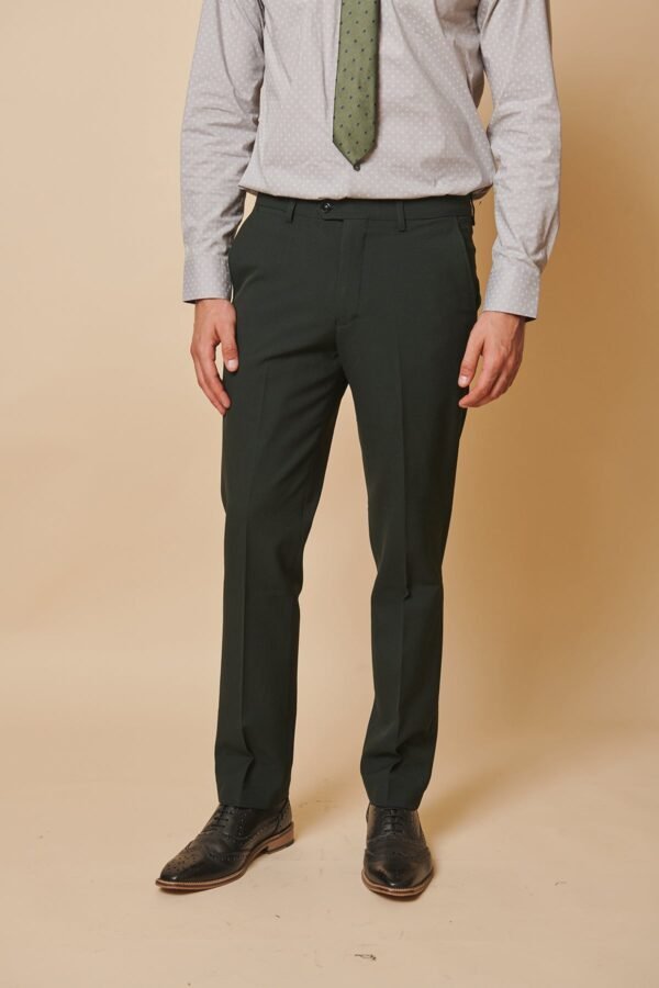 BROMLEY - Olive Green Check Trousers - Image 2