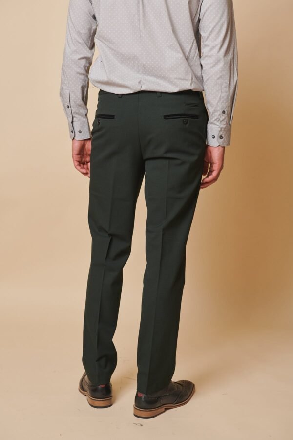 BROMLEY - Olive Green Check Trousers - Image 3