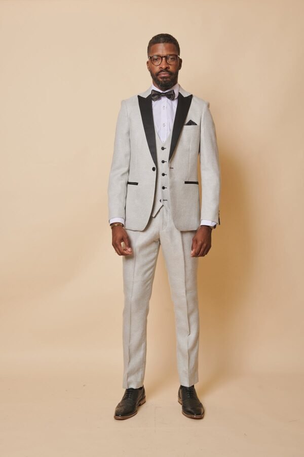 SPENCER - Stone Tux Lapel Three Piece Suit - Image 4