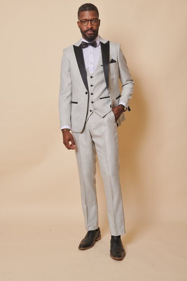 SPENCER - Stone Tux Lapel Three Piece Suit - Image 5