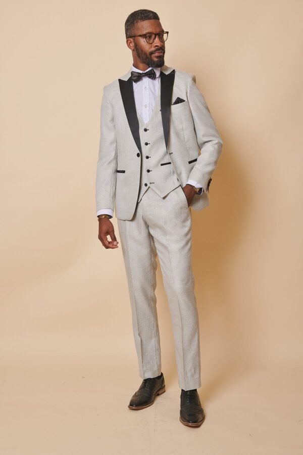 SPENCER - Stone Tux Lapel Three Piece Suit - Image 2