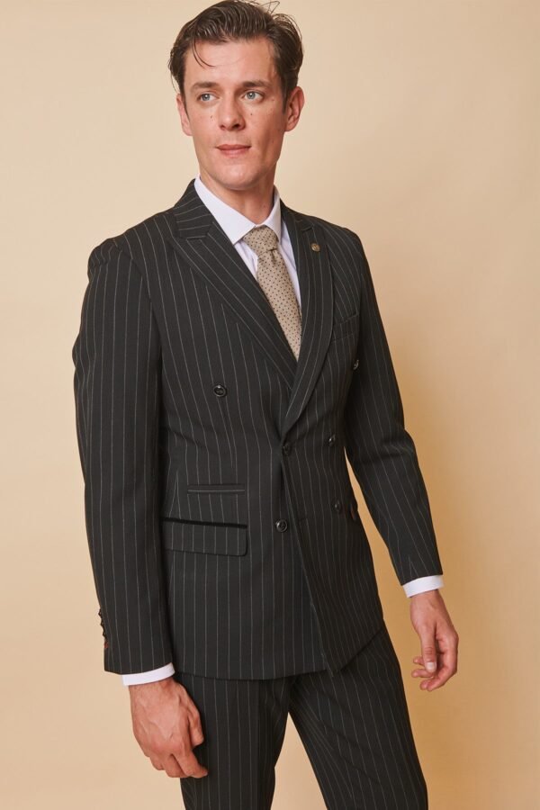 ROCCO - Black Pinstripe Double Breasted Blazer - Image 4