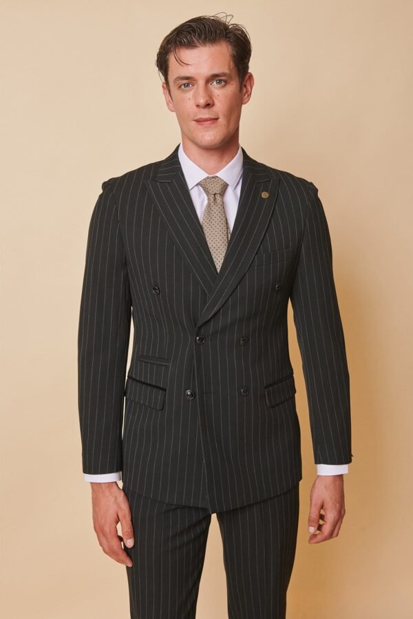 ROCCO - Black Pinstripe Double Breasted Blazer - Image 2