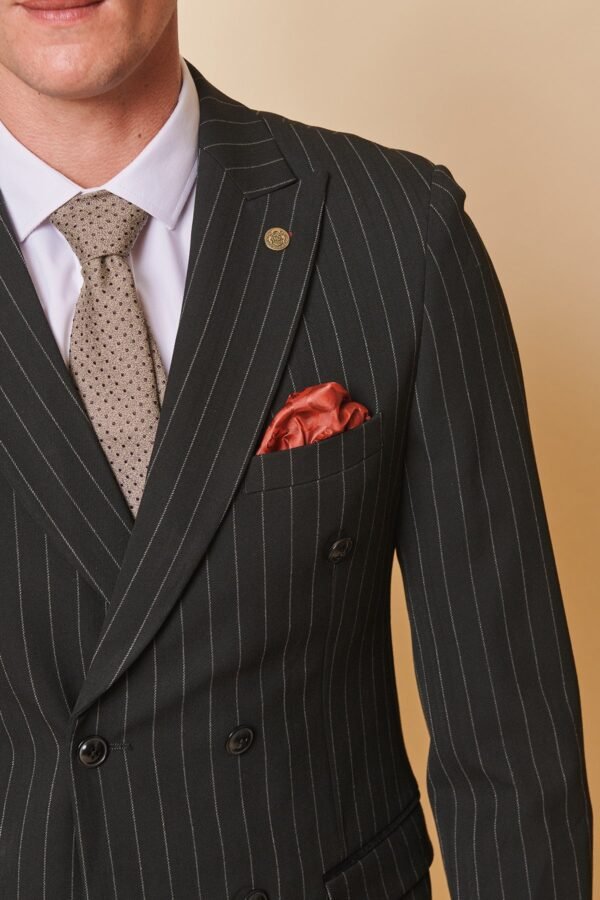 ROCCO - Black Pinstripe Double Breasted Blazer - Image 3