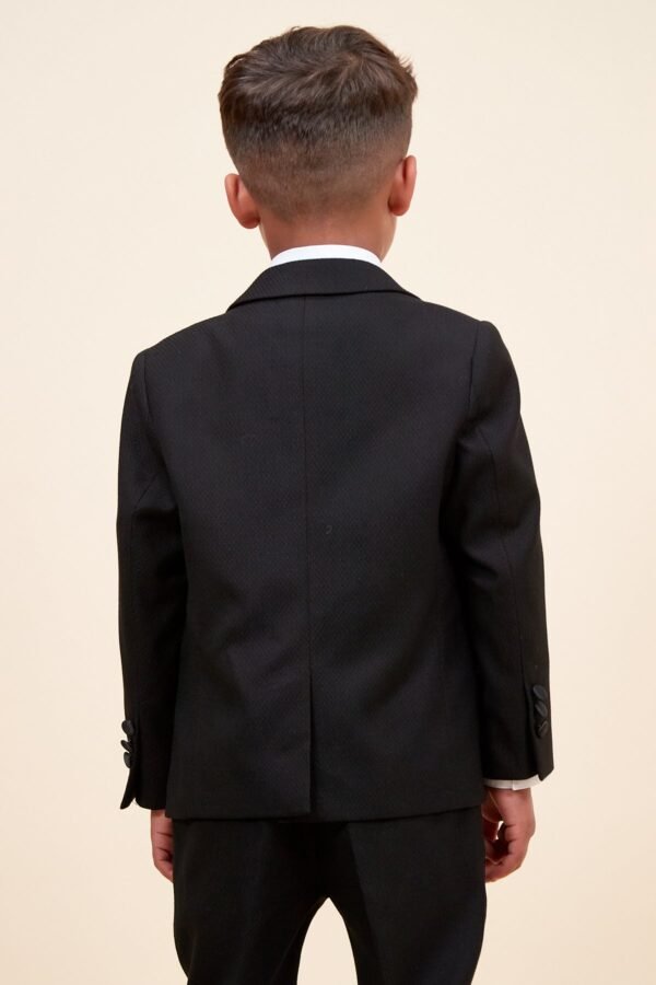 DALTON - Children's Black Tux Lapel Diamond Three Piece Suit - Image 6