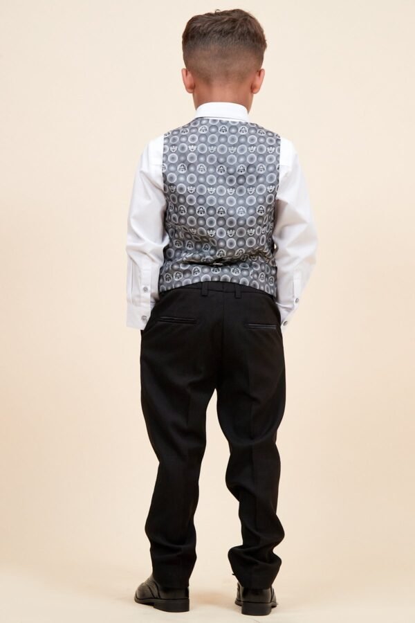 DALTON - Children's Black Tux Lapel Diamond Three Piece Suit - Image 12