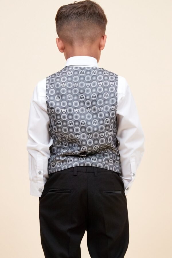 DALTON - Children's Black Tux Lapel Diamond Three Piece Suit - Image 3