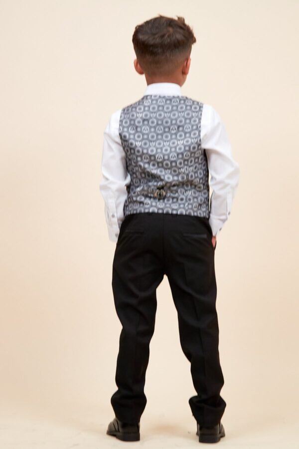 DALTON - Children's Black Tux Lapel Diamond Three Piece Suit - Image 8