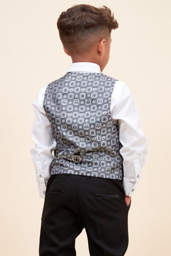 DALTON - Children's Black Tux Lapel Diamond Three Piece Suit - Image 9