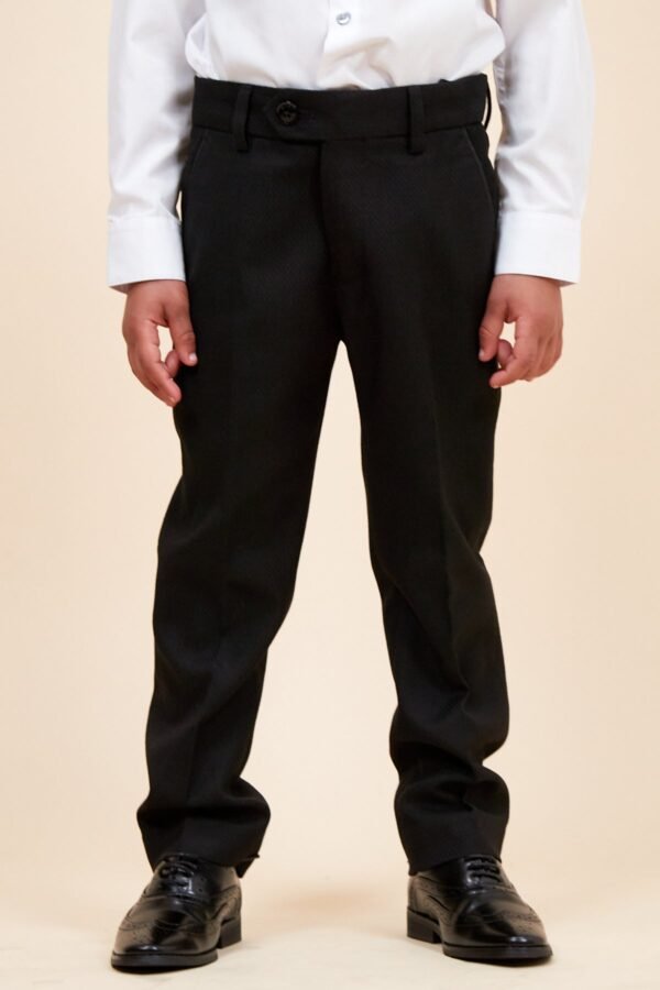 DALTON - Children's Black Tux Lapel Diamond Three Piece Suit - Image 10