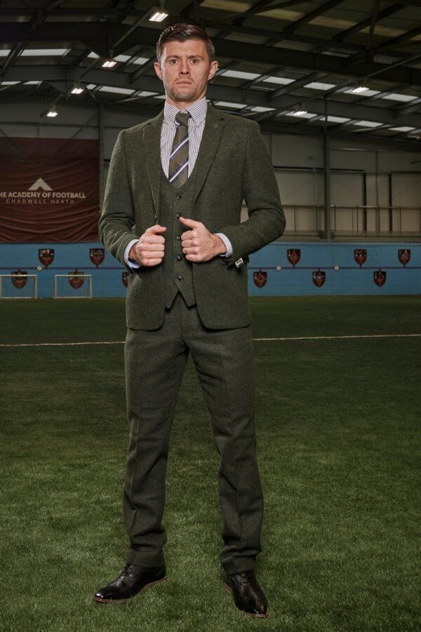 The WHU Collection - MARLOW Olive Green Tweed Three Piece Suit As Worn By Aaron Cresswell - Image 2