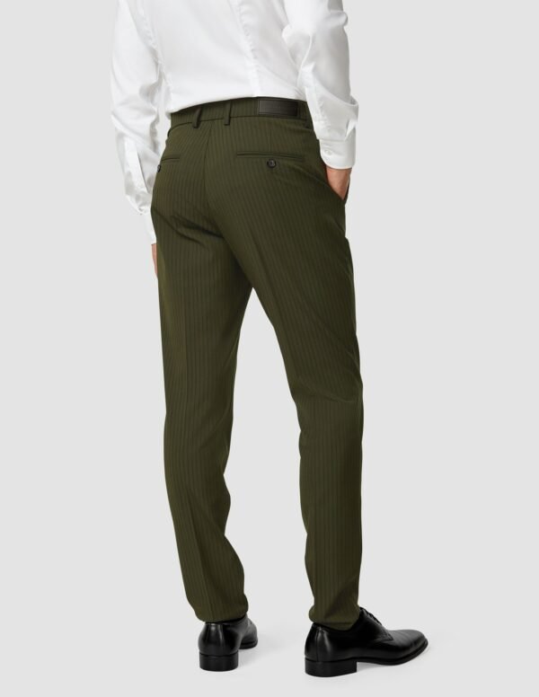 Essential Suit Pants Slim Moss Green Pinstripe - Image 4