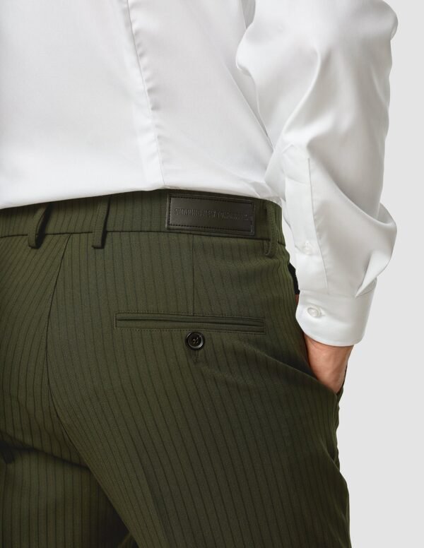 Essential Suit Pants Slim Moss Green Pinstripe - Image 6