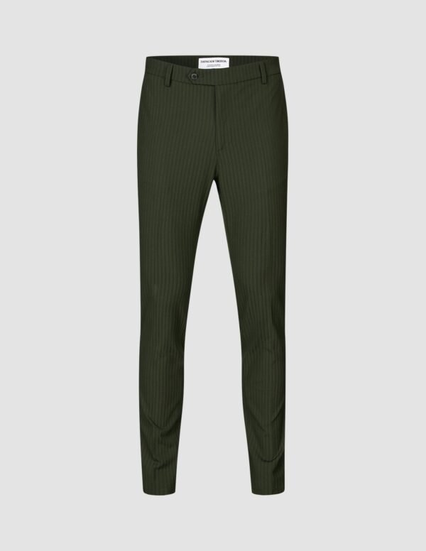 Essential Suit Pants Slim Moss Green Pinstripe - Image 3