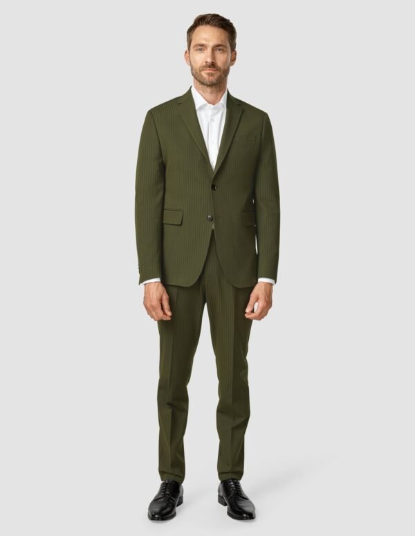 Essential Suit Pants Regular Moss Green Pinstripe - Image 2