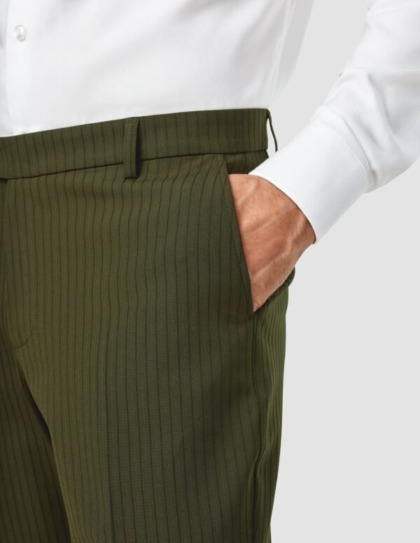 Essential Suit Pants Regular Moss Green Pinstripe - Image 7