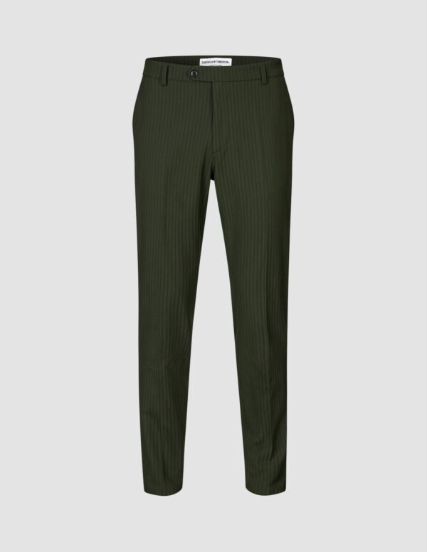 Essential Suit Pants Regular Moss Green Pinstripe - Image 3