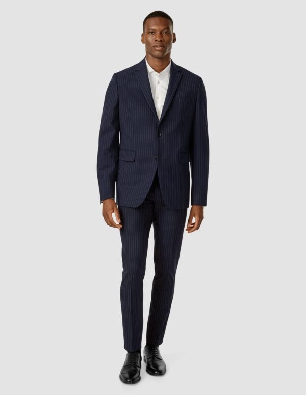 Essential Suit Pants Slim Navy Pinstripe - Image 2